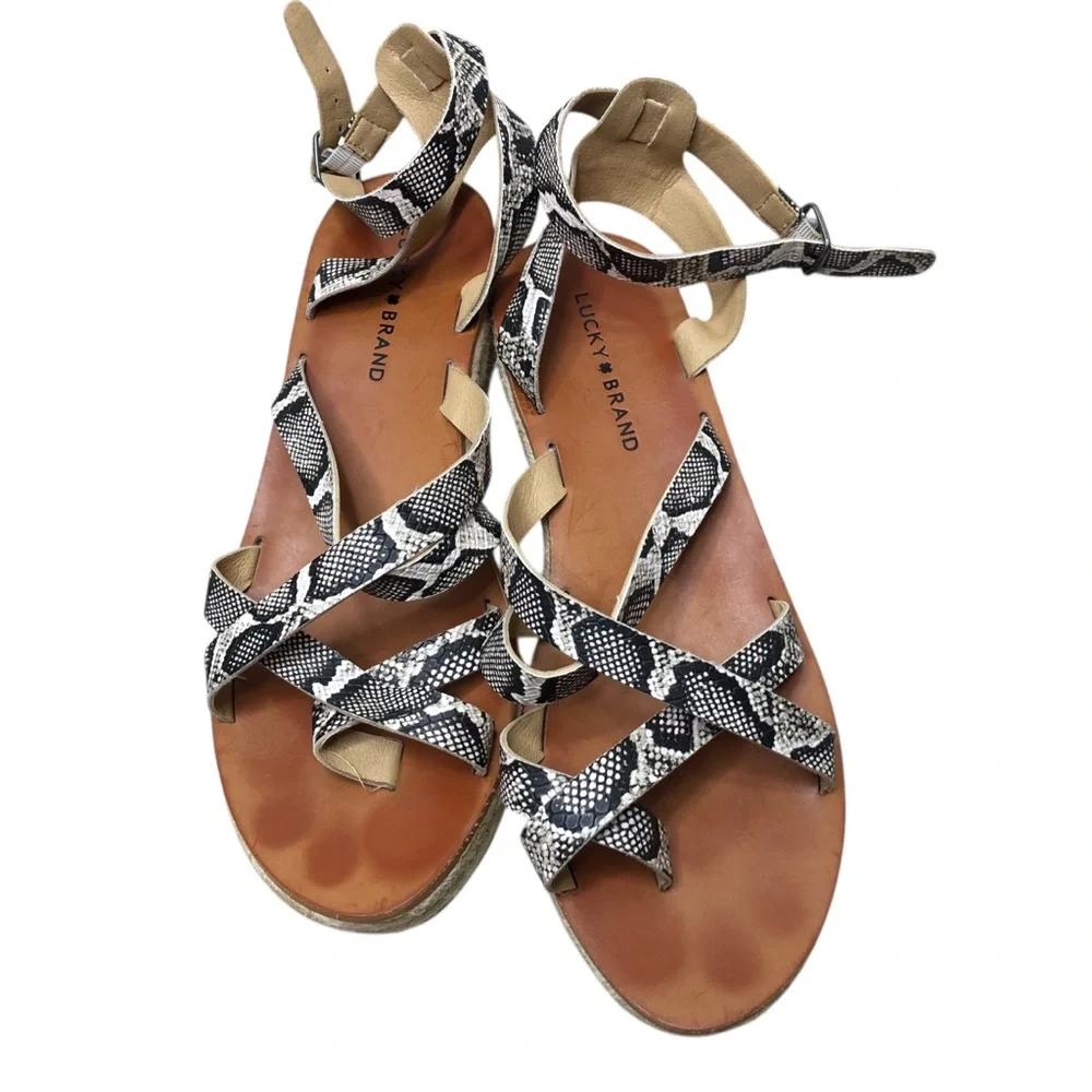 Lucky Brand Jakina Snakeskin Espadrille Wedge Sandal Women 10M/42 Platform Shoe